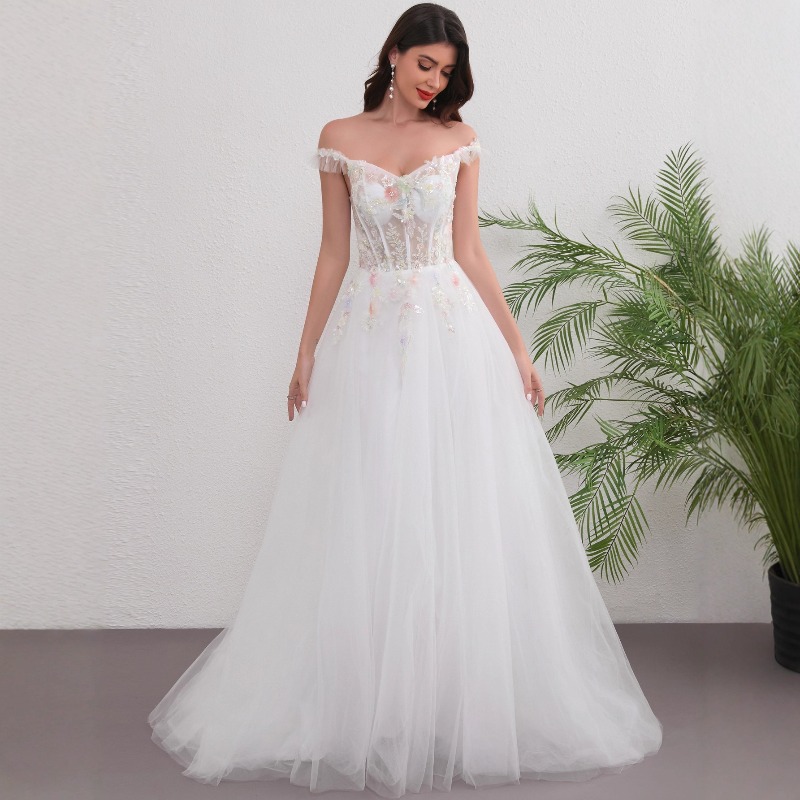 Photography Natural Lighting Basics - Hochwertiges Dreidimensionales Perlen-Stickerei Einschultriges Verlobungs-Leichtbrautkleid, Hochwertiges