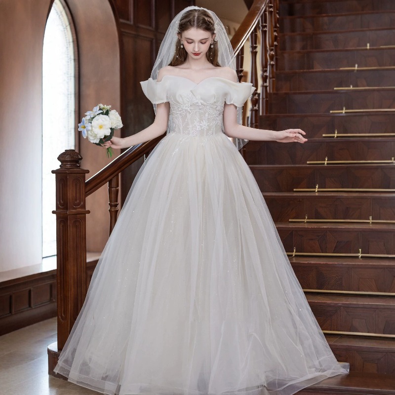 Photography Natural Lighting Basics - Einschultriges Leichtes Hochzeitskleid, Neues Hochzeits-Abendkleid, Robuster