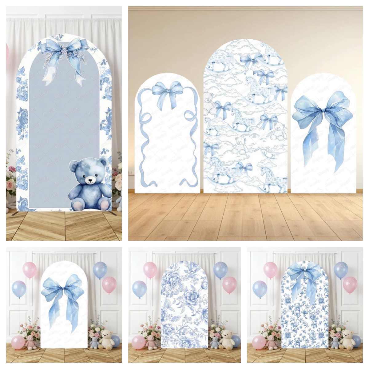 Blauer Blumen-Schleifenbogen-H – Photography Lighting Backdrop Bewertung und Preis